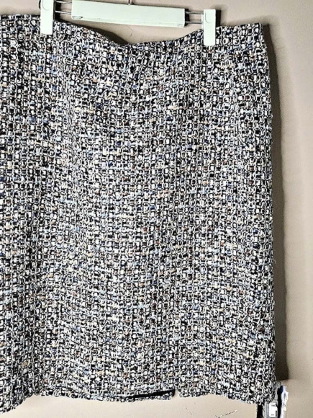 Talbots Tweed Pencil Skirt Mini Skirt Blue  White Size 16 Waist 19" Length 24"